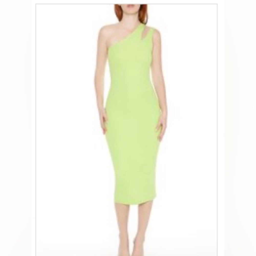 Neon CutOut One Shoulder Midi Dress